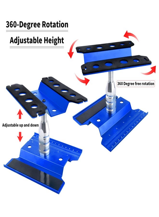 GoHobby RC Car Work Stand Aluminum Repair Workstation 360 Degree Rotation Lift Lower w/Screw Tray Tools for 1/10 1/12 1/16 Scale Traxxas TRX4 Axial Arrma Redcat Losi RC Crawler Monster Truck Buggy (Navy Blue) - Image 2